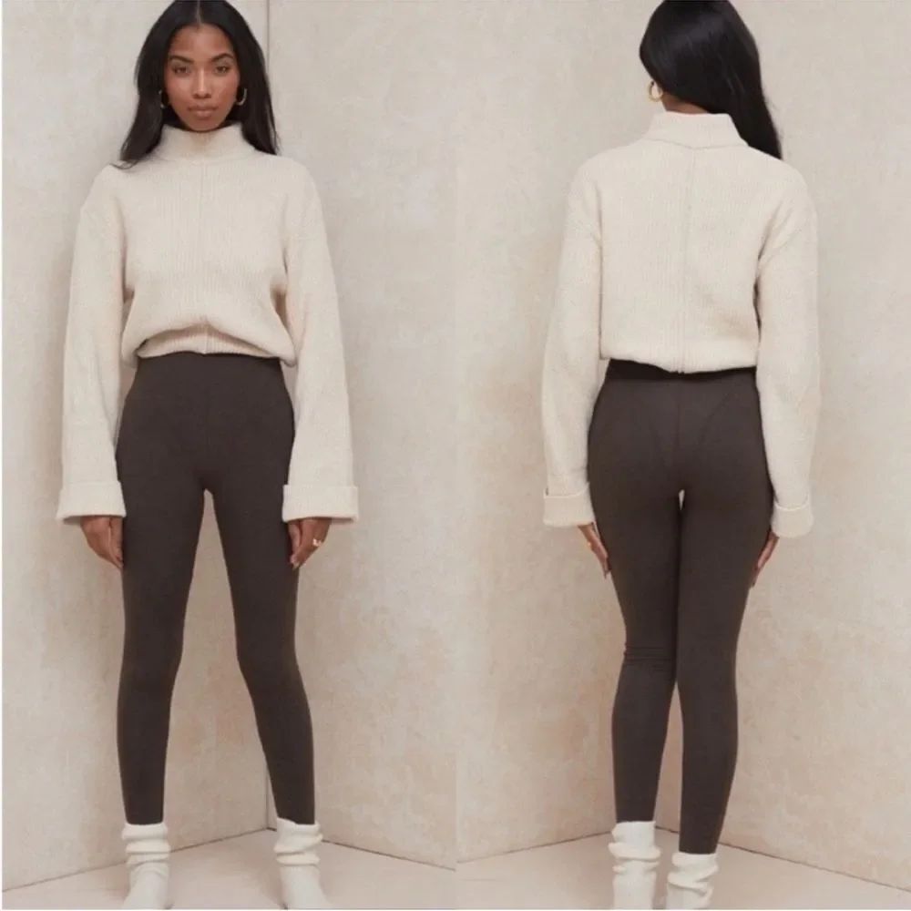HOUSE OF CB ASMARA CHOCOLATE JERSEY ULTRA HIGH WAIST COVERSTITCH LEGGINGS SZ XS